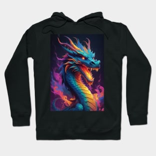 Fierce Dragon Head and Neck with Colour Designs Hoodie